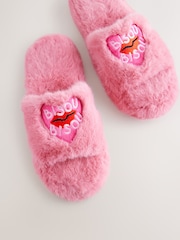 Pink Bisou Bisou Faux Fur Sliders Slippers - Image 8 of 9