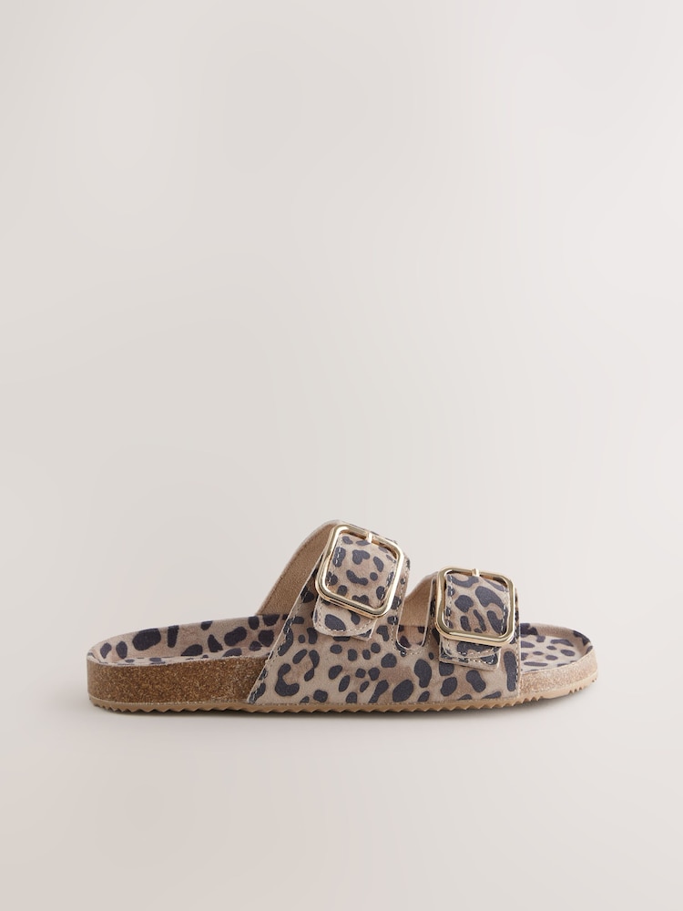Animal Suede Buckle Sliders Slippers - Image 5 of 9