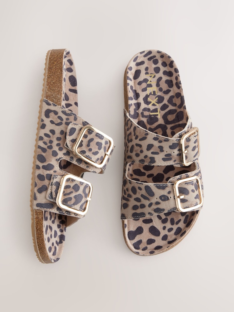 Animal Suede Buckle Sliders Slippers - Image 7 of 9