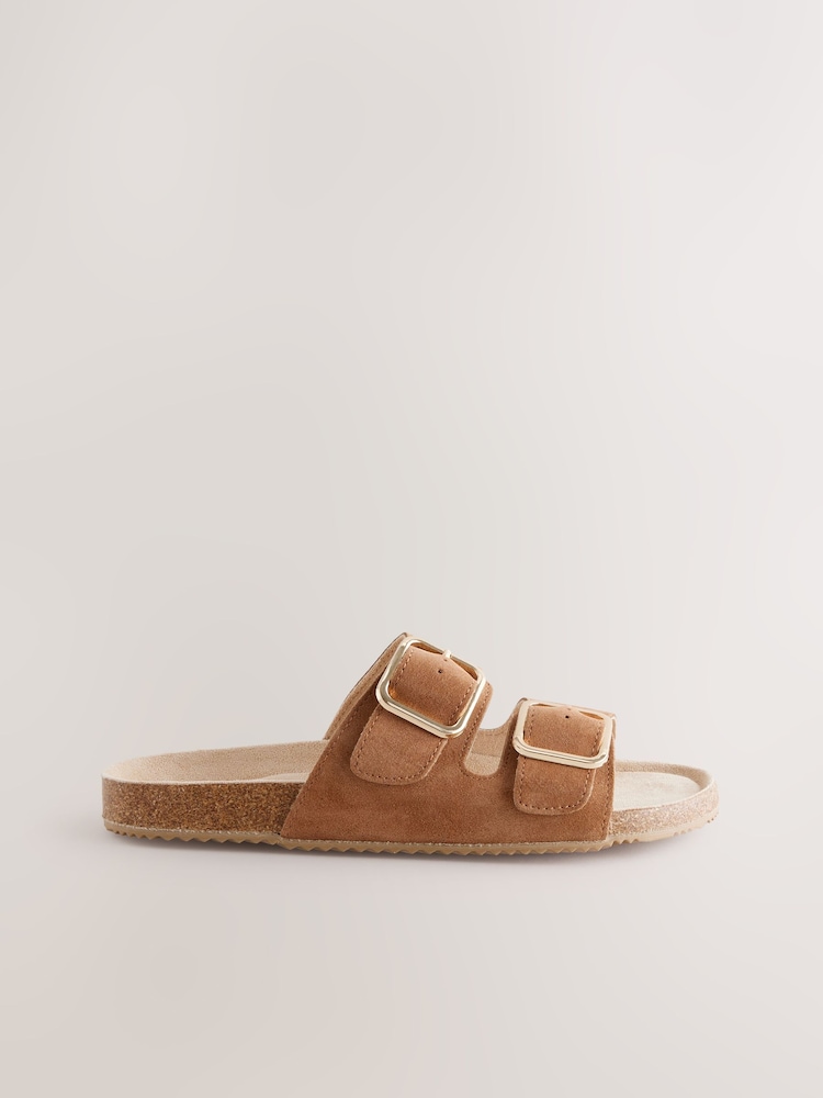 Hellbraun - Slipper mit Schnalle aus Wildleder - Bild 2 von 4 Hellbraun - Slipper mit Schnalle aus Wildleder - Bild 2 von 4