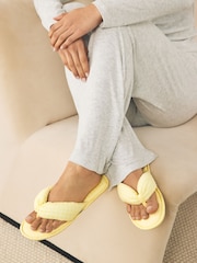 Yellow Check Padded Toe Thong Slippers - Image 1 of 9