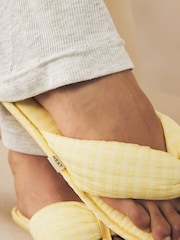Yellow Check Padded Toe Thong Slippers - Image 3 of 9