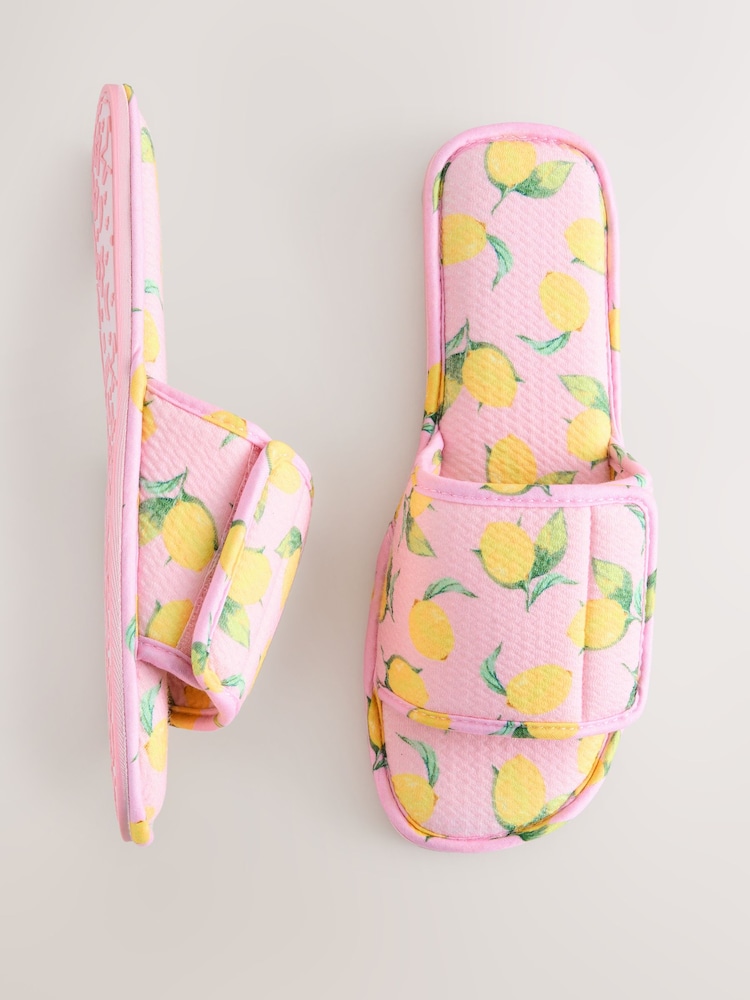 Pink Lemons Touch Fastened Sliders Slippers - Image 4 of 9