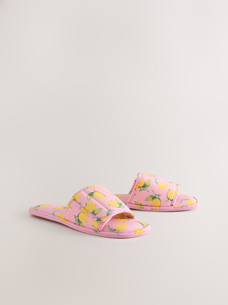 Pink Lemons Touch Fastened Sliders Slippers - Image 5 of 9