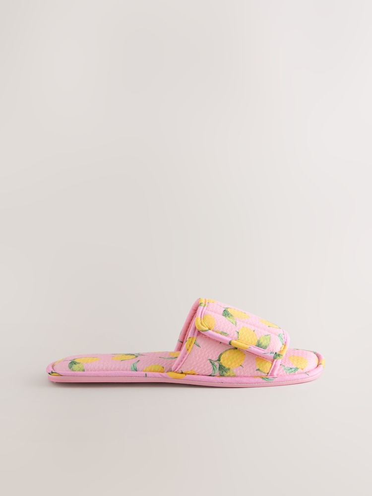 Pink Lemons Touch Fastened Sliders Slippers - Image 6 of 9