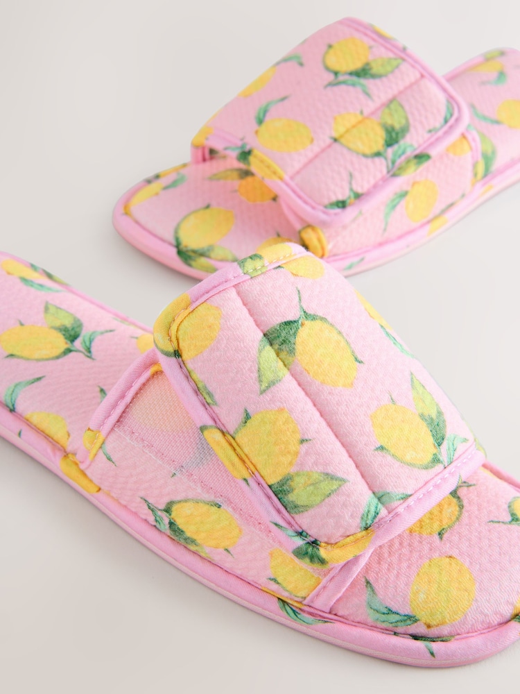 Pink Lemons Touch Fastened Sliders Slippers - Image 7 of 9