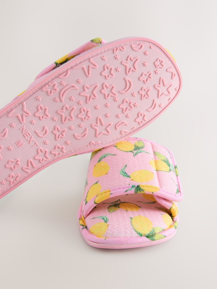 Pink Lemons Touch Fastened Sliders Slippers - Image 8 of 9