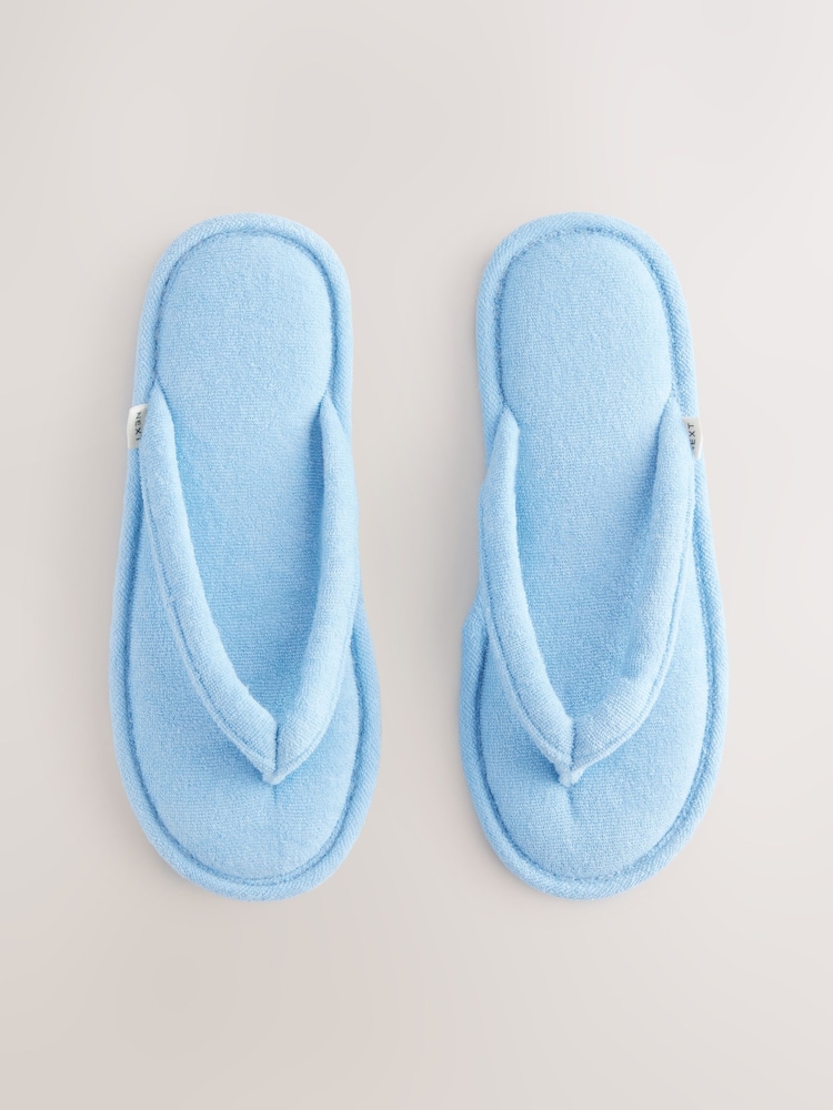 Blue Towelling Toe Thong Slippers - Image 5 of 9