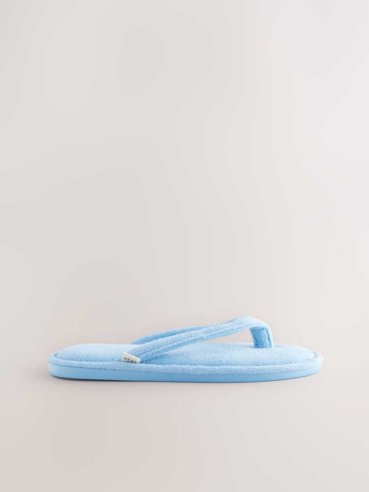 Blue Towelling Toe Thong Slippers - Image 7 of 9