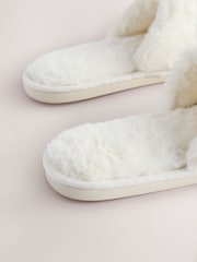 White Embellished Bridal Slider Slippers - Image 8 of 9