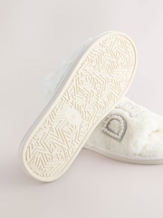 White Embellished Bridal Slider Slippers - Image 9 of 9