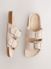 Stone Suede Buckle Sliders Slippers - Image 3 of 7
