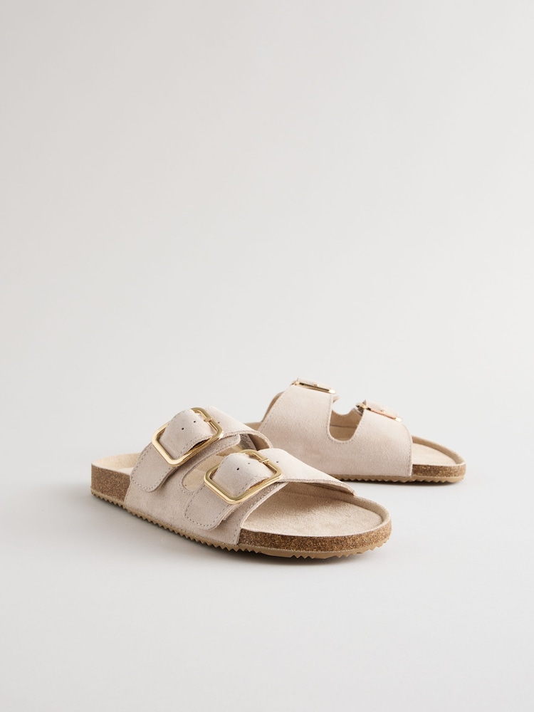 Stone Suede Buckle Sliders Slippers - Image 4 of 7