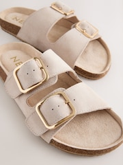 Stone Suede Buckle Sliders Slippers - Image 6 of 7
