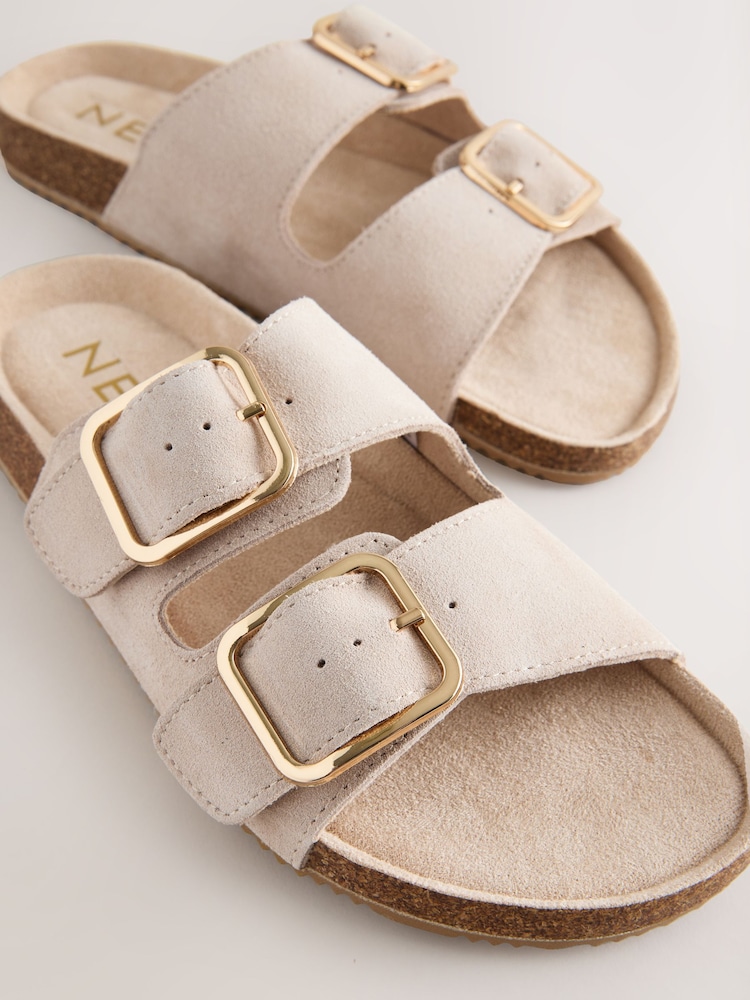 Stone Suede Buckle Sliders Slippers - Image 6 of 7