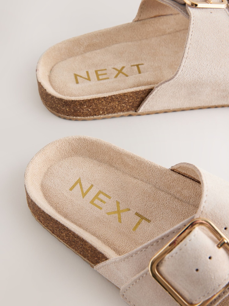 Stone Suede Buckle Sliders Slippers - Image 7 of 7