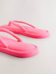 Pink Towelling Toe Thong Slippers - Image 7 of 7