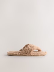 Camel Boucle Toe Thong Slippers - Image 2 of 5