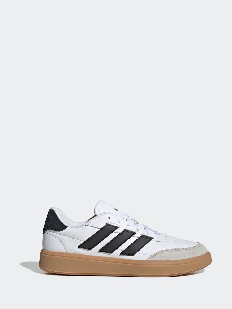 adidas White/Black Courtblock Trainers - Image 1 of 9