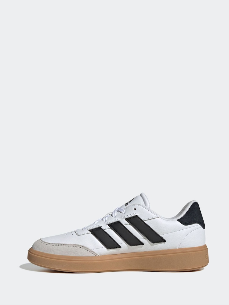 adidas White/Black Courtblock Trainers - Image 2 of 9