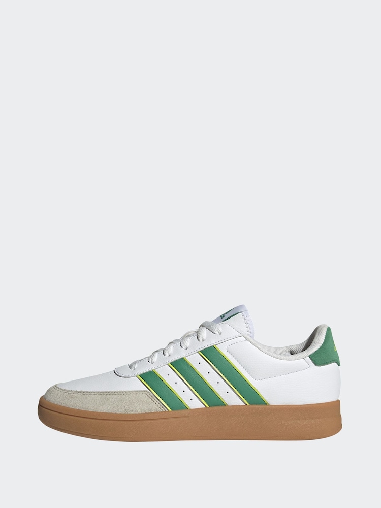 adidas White/Green Breaknet Trainers - Image 2 of 9