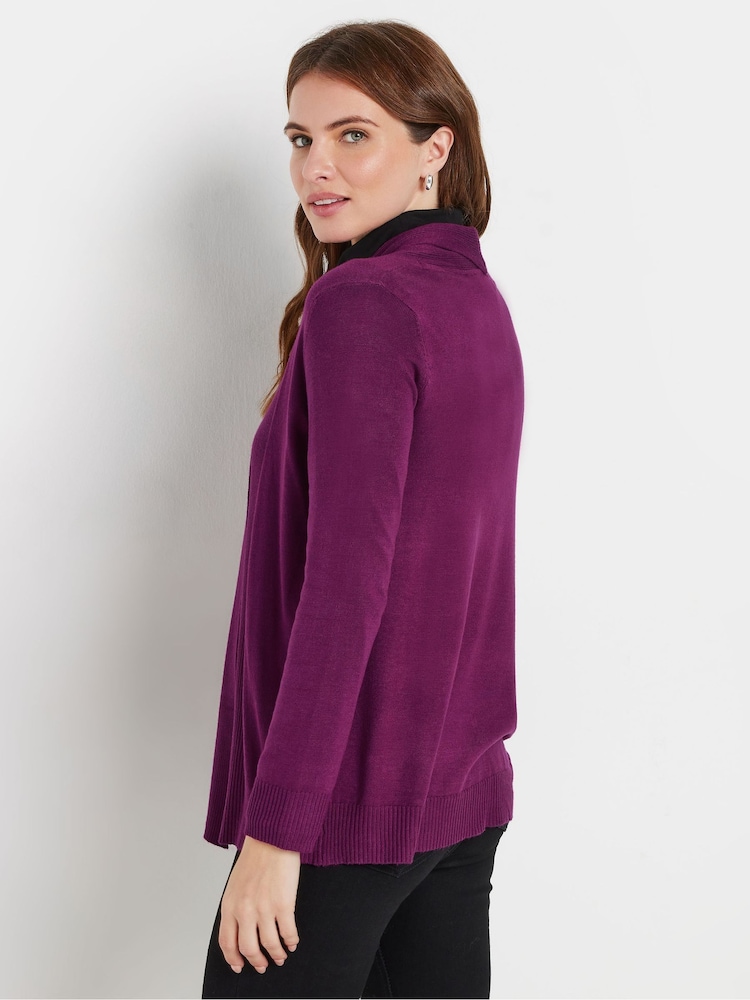 M&Co Purple Shawl Collar Cardigan - Image 3 of 5