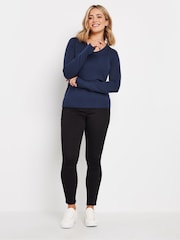 Синий - M&Co Longsleeve V-Neck Jumper - Image 2 of 5