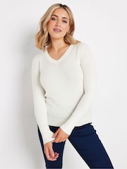 Кремовый - M&Co Longsleeve V-Neck Jumper - Image 2 of 5