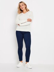 Кремовый - M&Co Longsleeve V-Neck Jumper - Image 3 of 5