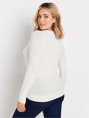 Кремовый - M&Co Longsleeve V-Neck Jumper - Image 4 of 5