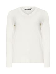 Кремовый - M&Co Longsleeve V-Neck Jumper - Image 5 of 5