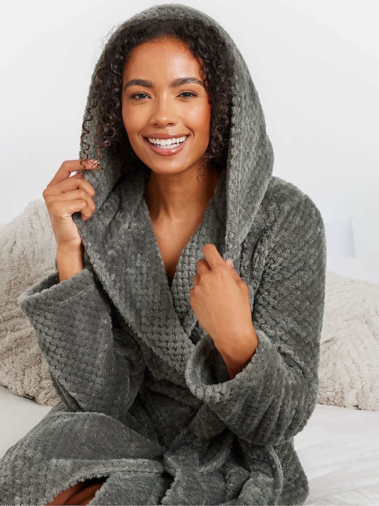 M&Co Grey Hooded Honeycomb Robe - Image 4 of 5