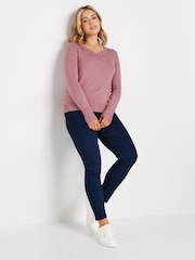 M&Co Pink Longsleeve V-Neck Jumper - Image 2 of 5