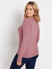 M&Co Pink Longsleeve V-Neck Jumper - Image 3 of 5