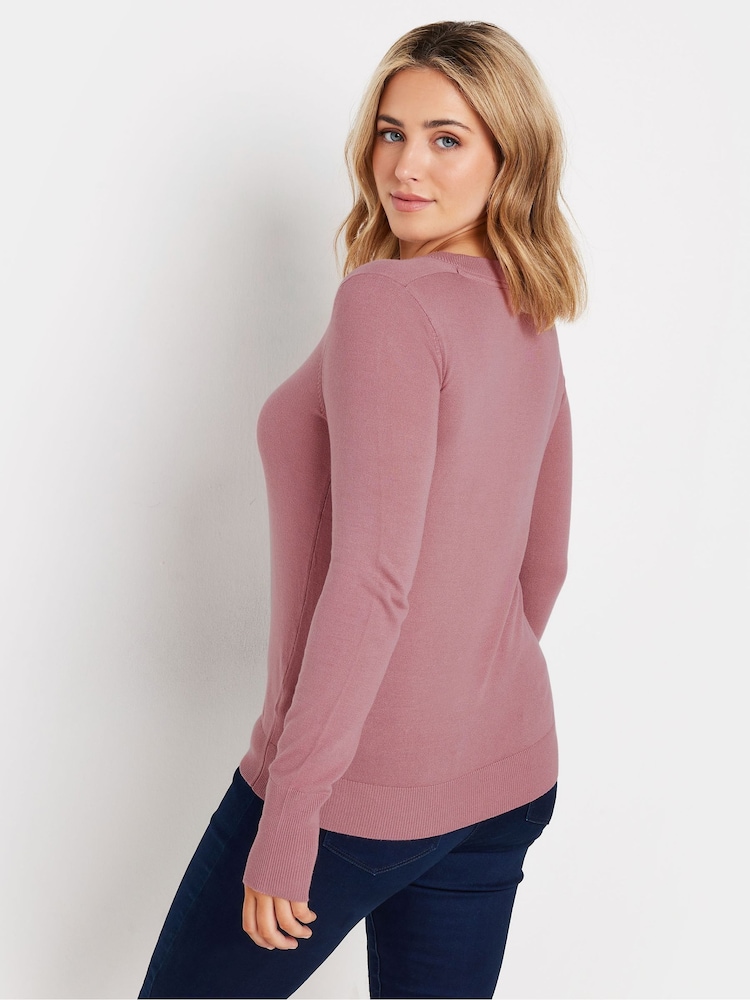 M&Co Pink Longsleeve V-Neck Jumper - Image 3 of 5