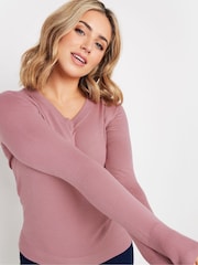 M&Co Pink Longsleeve V-Neck Jumper - Image 4 of 5