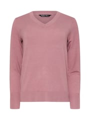 M&Co Pink Longsleeve V-Neck Jumper - Image 5 of 5