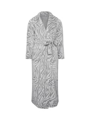 M&Co Grey Zebra Shawl Collar Maxi Robe - Image 5 of 6