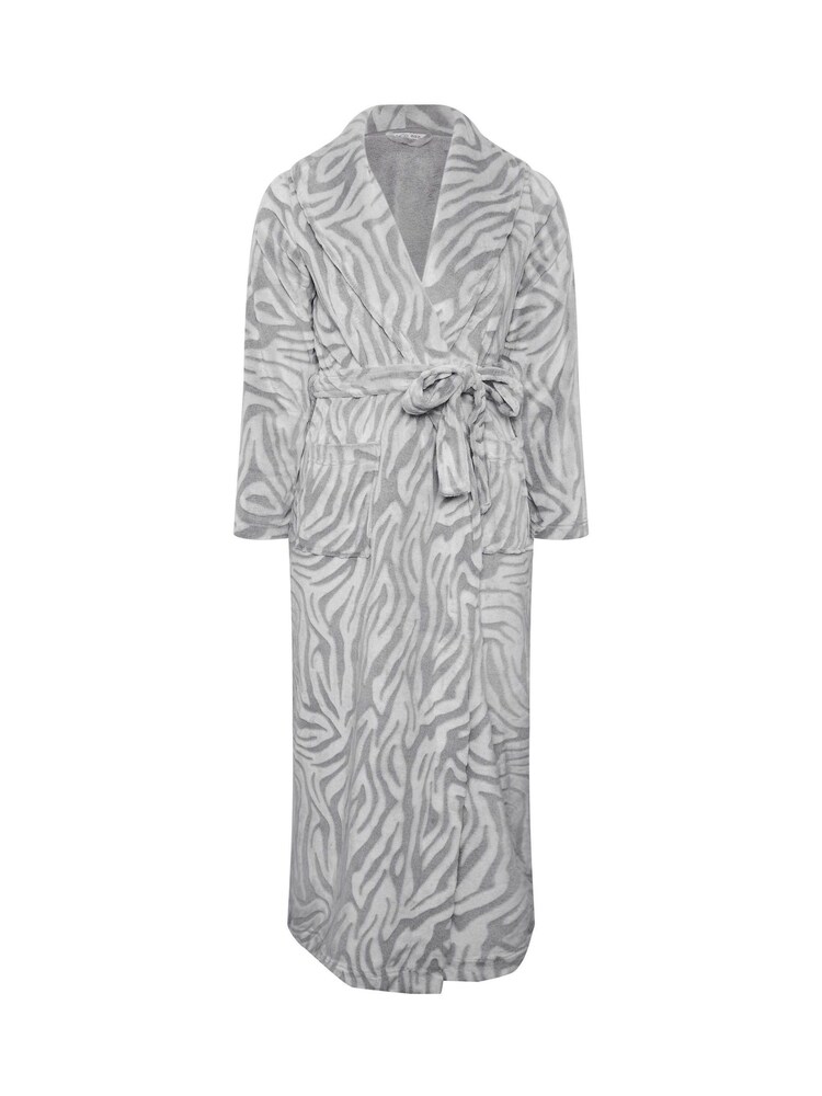 M&Co Grey Zebra Shawl Collar Maxi Robe - Image 5 of 5 M&Co Grey Zebra Shawl Collar Maxi Robe - Image 5 of 5
