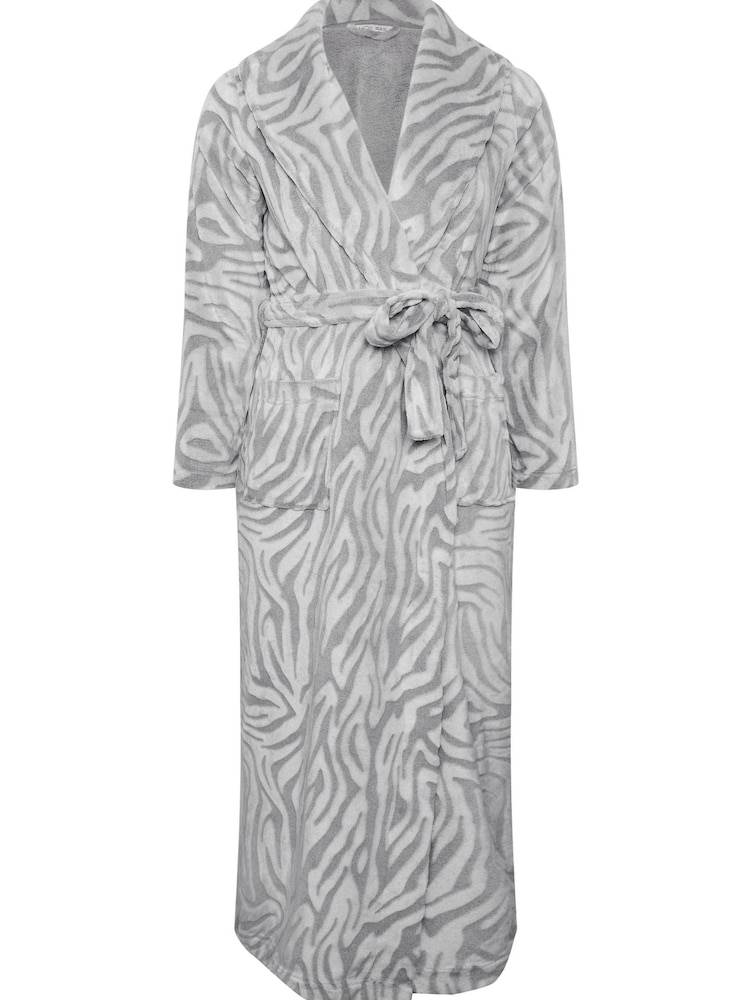 M&Co Grey Zebra Shawl Collar Maxi Robe - Image 6 of 6