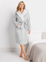 M&Co Grey Wellsoft Contrast Hooded Robe - Image 1 of 5