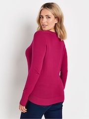 Розовый - M&Co Longsleeve V-Neck Jumper - Image 3 of 6