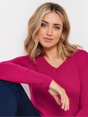 Розовый - M&Co Longsleeve V-Neck Jumper - Image 5 of 6