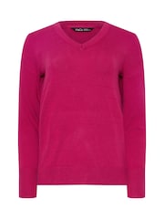 Розовый - M&Co Longsleeve V-Neck Jumper - Image 6 of 6