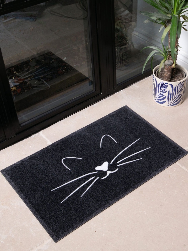 Felpudo para interiores lavable de gato con bigotes de Artsy Mats - Imagen 1 de 4