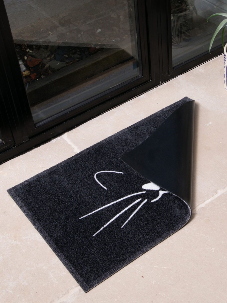 Felpudo para interiores lavable de gato con bigotes de Artsy Mats - Imagen 2 de 4