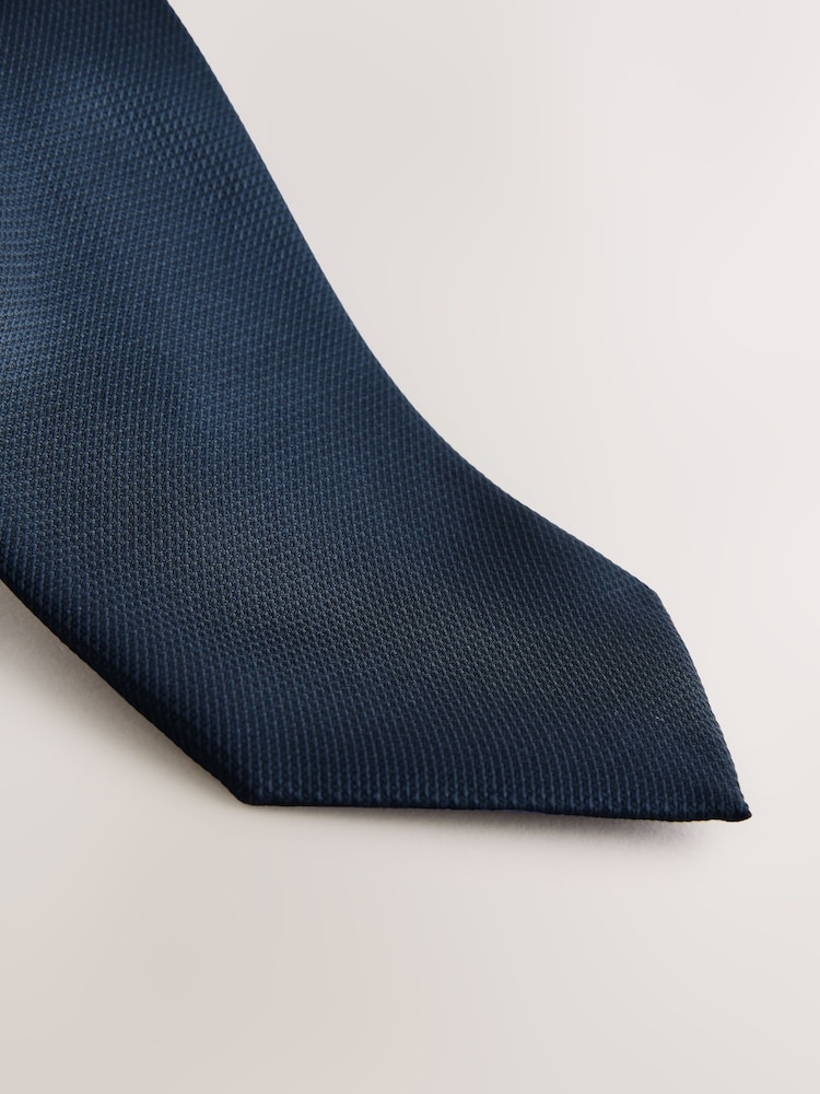 Navy Blue Textured Tie - Image 2 of 3 Navy Blue Textured Tie - Image 2 of 3