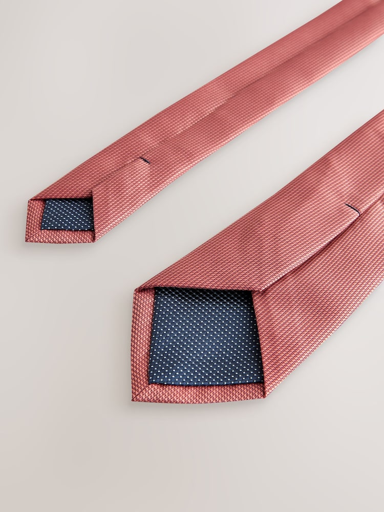 Orange Slim Textured Tie - Image 3 of 3