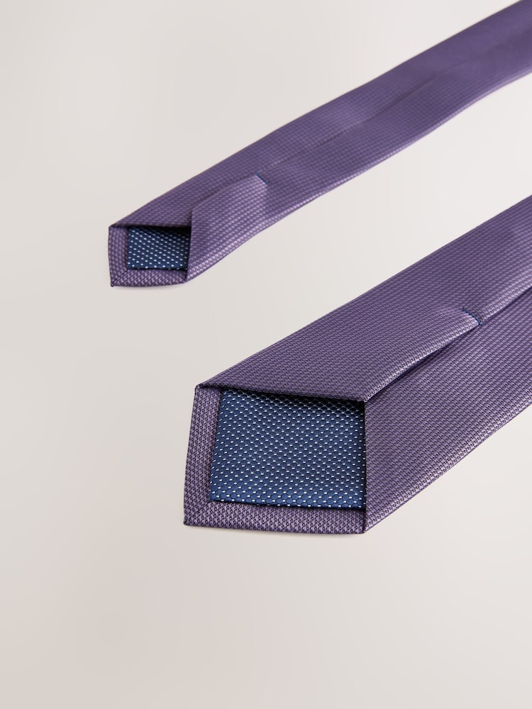 Purple Slim Textured Tie - Image 3 of 3
