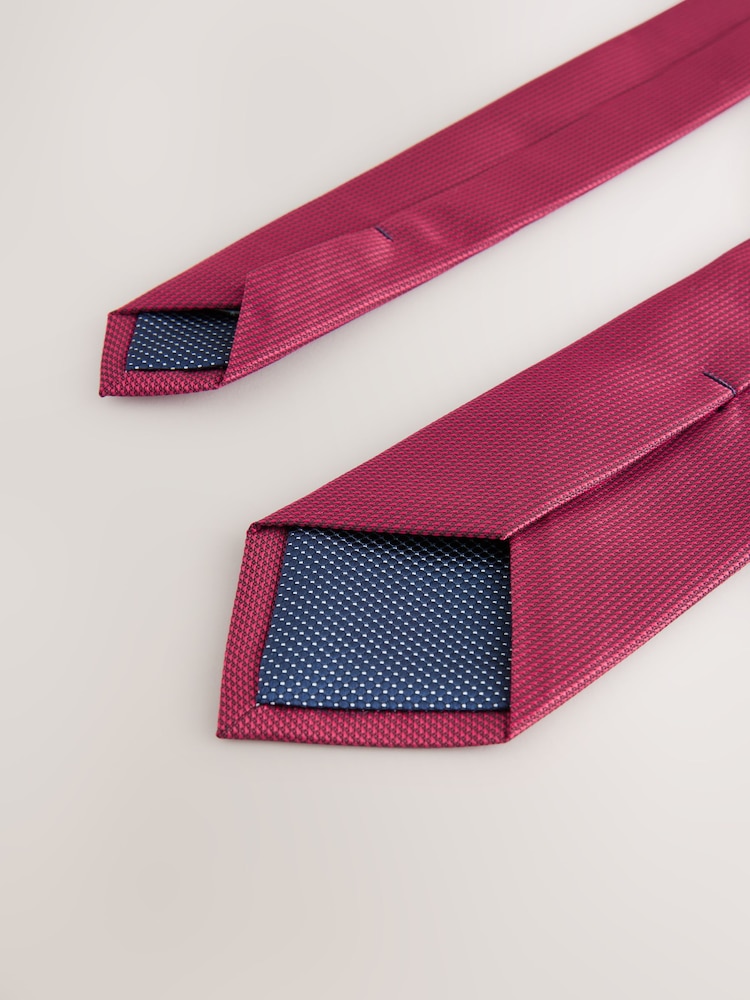 Red Slim Textured Tie - Image 3 of 3 Red Slim Textured Tie - Image 3 of 3